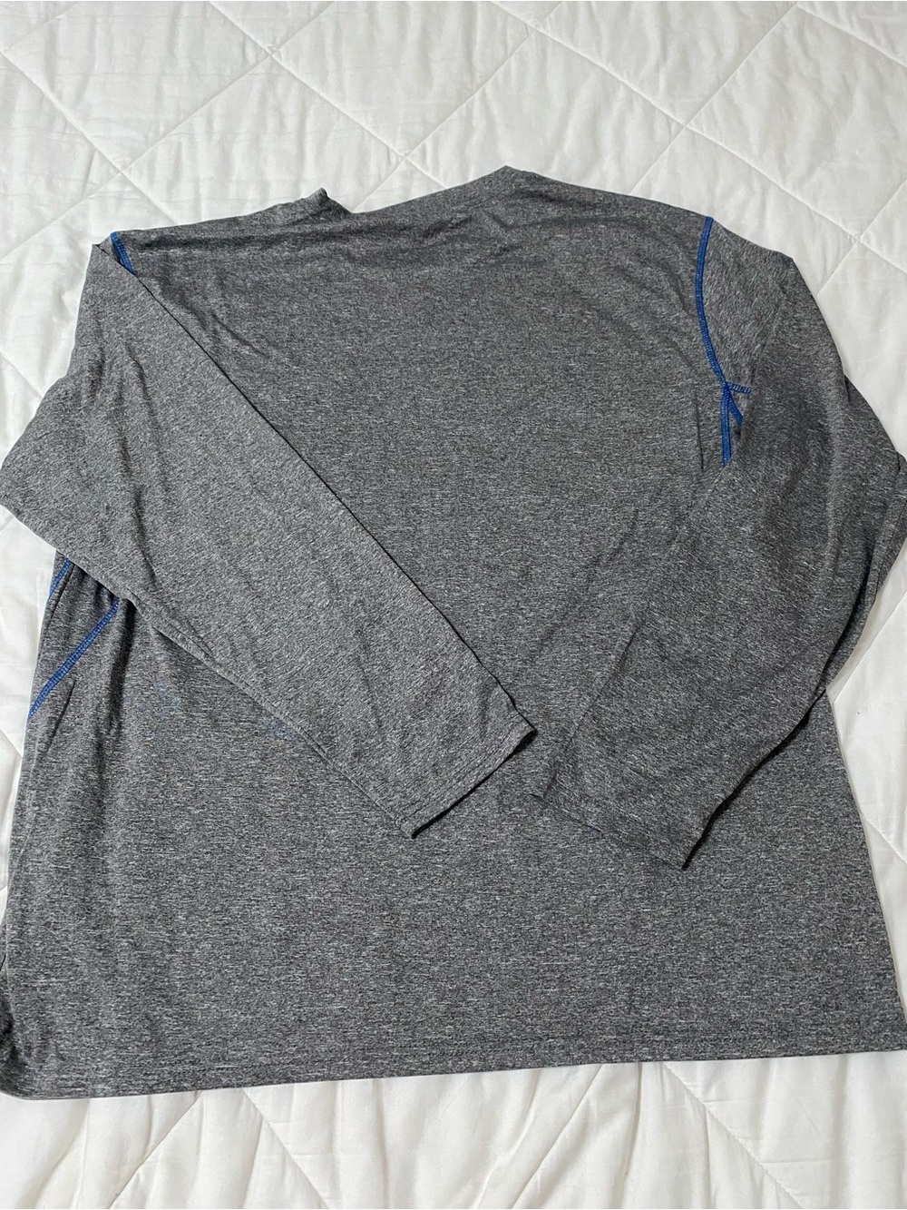 Stanley Men's Heather Gray Long-Sleeve Shirt with Blue Trim 2 XL
